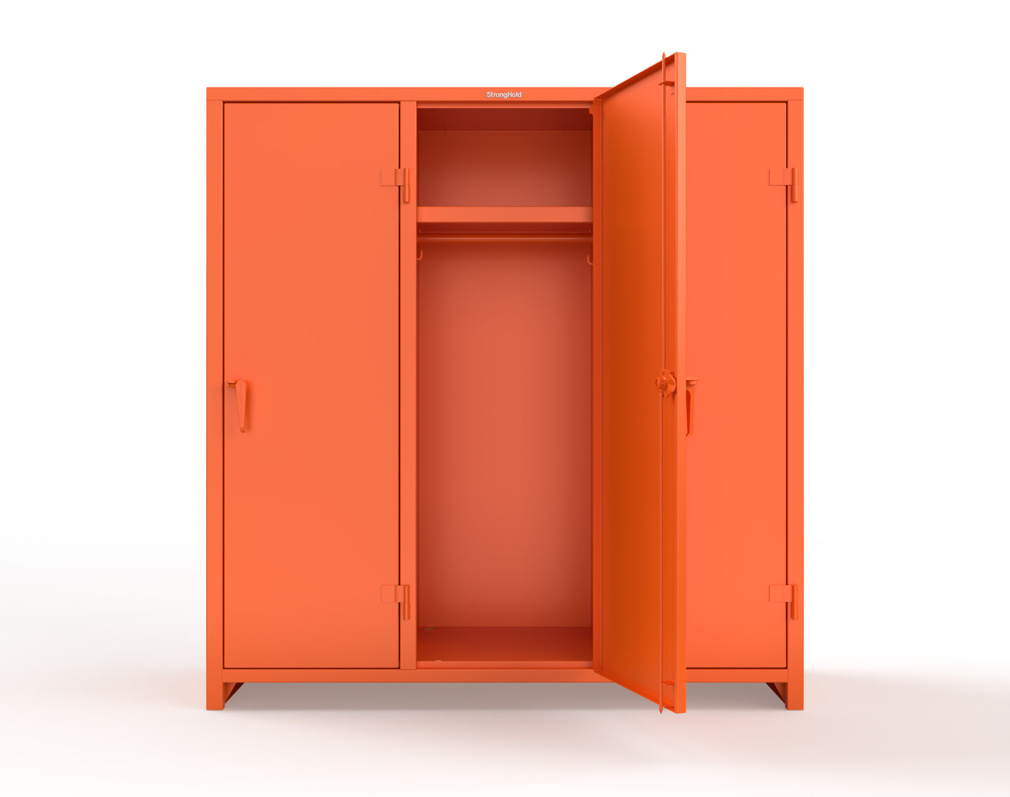 Extra Heavy Duty 14 GA Single-Tier Locker with Shelf and Hanger Rod, 3 Compartments - 72in. W x 24 in. D x 75 in. H - 66-3D-24-1T-L-2004