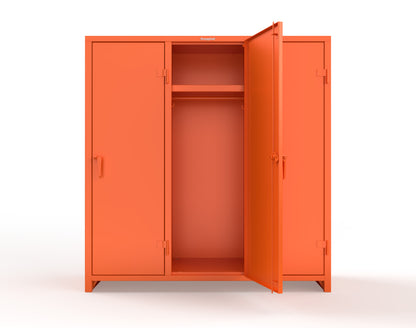 Extra Heavy Duty 14 GA Single-Tier Locker with Shelf and Hanger Rod, 3 Compartments - 72in. W x 24 in. D x 75 in. H - 66-3D-24-1T-L-2004