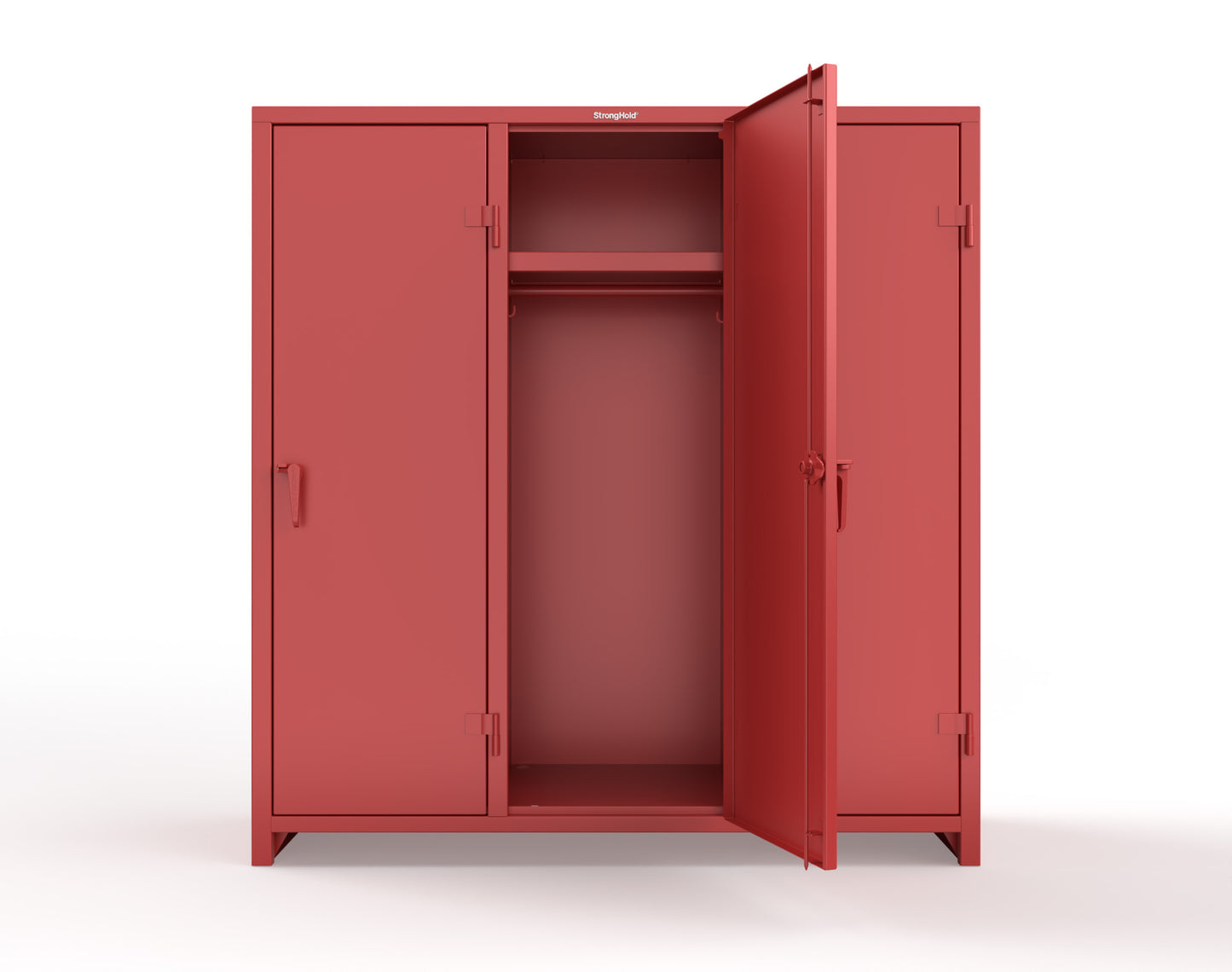 Extra Heavy Duty 14 GA Single-Tier Locker with Shelf and Hanger Rod, 3 Compartments - 72in. W x 24 in. D x 75 in. H - 66-3D-24-1T-L-3001