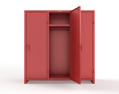 Extra Heavy Duty 14 GA Single-Tier Locker with Shelf and Hanger Rod, 3 Compartments - 72in. W x 24 in. D x 75 in. H - 66-3D-24-1T-L-3001