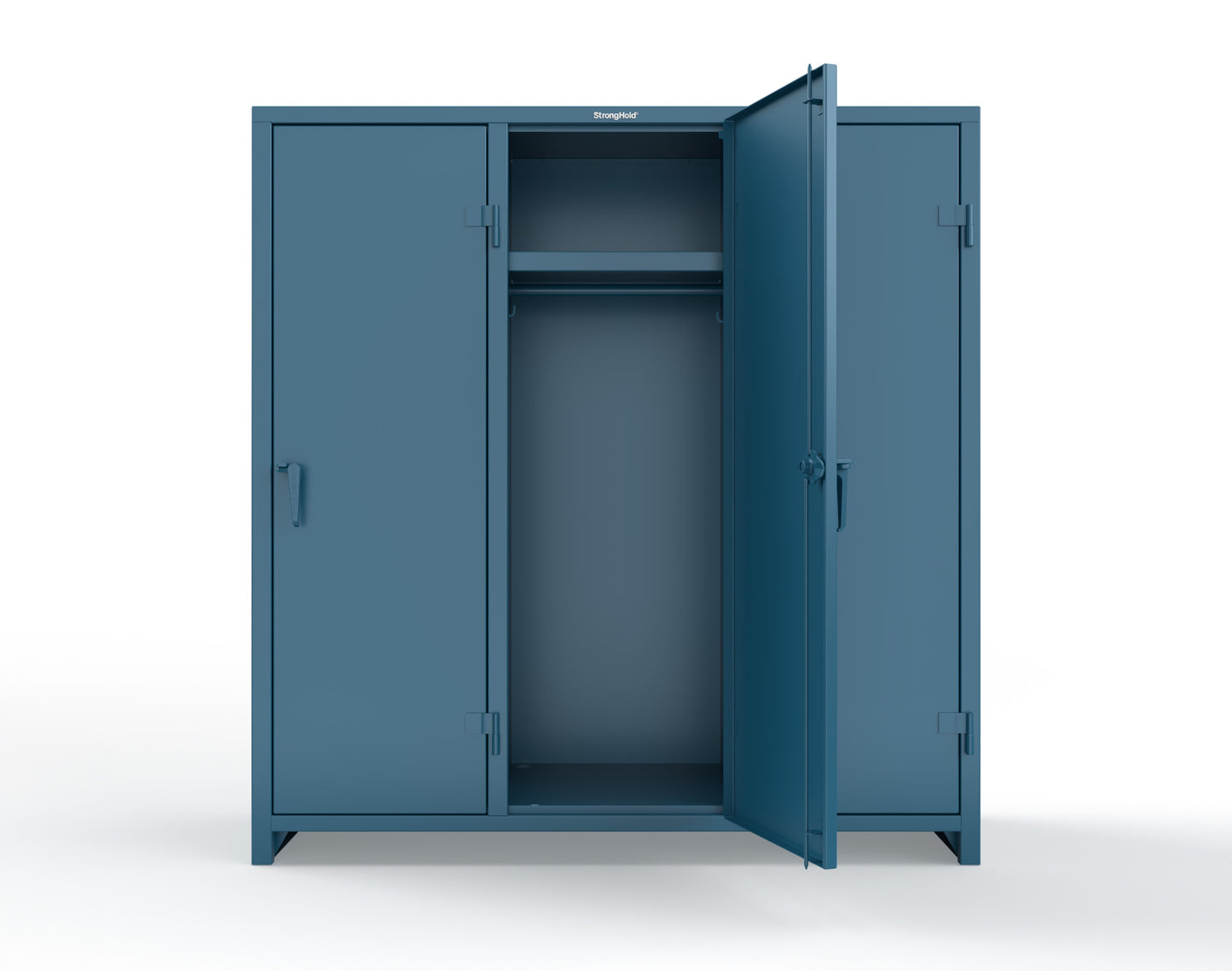 Extra Heavy Duty 14 GA Single-Tier Locker with Shelf and Hanger Rod, 3 Compartments - 72in. W x 24 in. D x 75 in. H - 66-3D-24-1T-L-5010