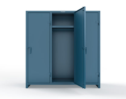Extra Heavy Duty 14 GA Single-Tier Locker with Shelf and Hanger Rod, 3 Compartments - 72in. W x 24 in. D x 75 in. H - 66-3D-24-1T-L-5010