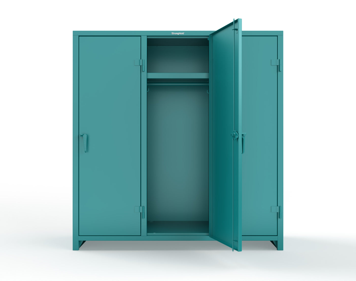 Extra Heavy Duty 14 GA Single-Tier Locker with Shelf and Hanger Rod, 3 Compartments - 72in. W x 24 in. D x 75 in. H - 66-3D-24-1T-L-5021