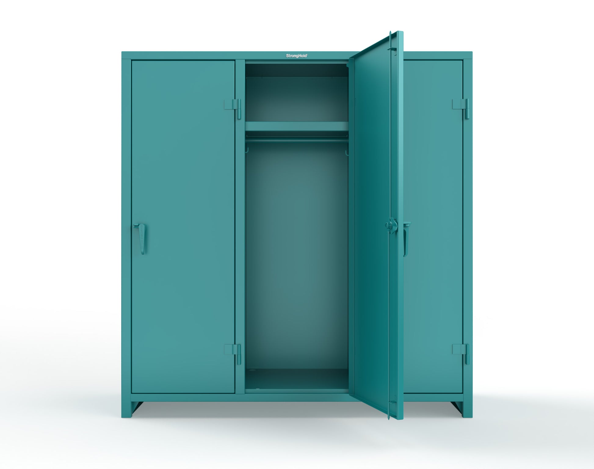 Extra Heavy Duty 14 GA Single-Tier Locker with Shelf and Hanger Rod, 3 Compartments - 72in. W x 24 in. D x 75 in. H - 66-3D-24-1T-L-5021