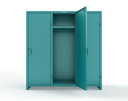 Extra Heavy Duty 14 GA Single-Tier Locker with Shelf and Hanger Rod, 3 Compartments - 72in. W x 24 in. D x 75 in. H - 66-3D-24-1T-L-5021