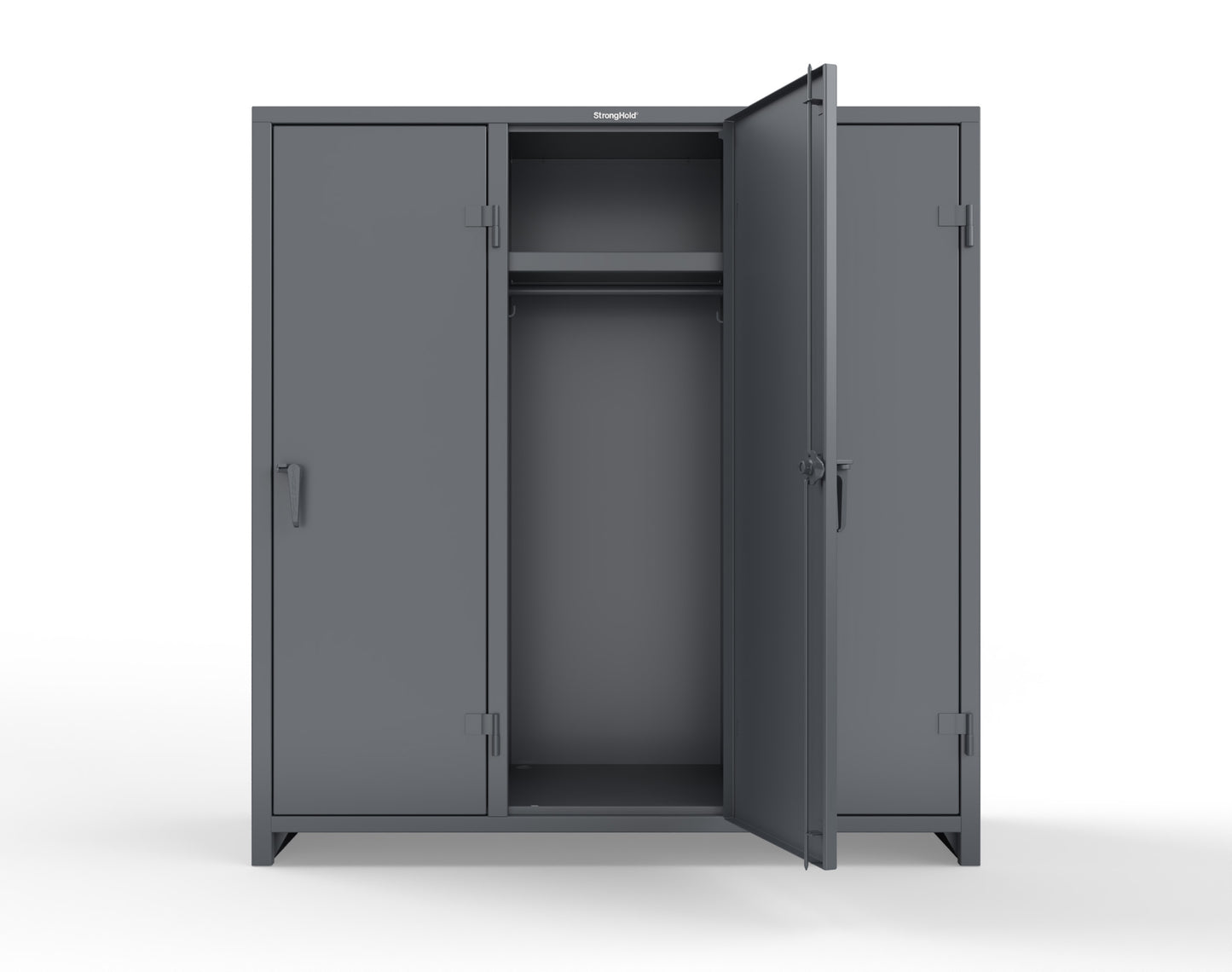 Extra Heavy Duty 14 GA Single-Tier Locker with Shelf and Hanger Rod, 3 Compartments - 72in. W x 24 in. D x 75 in. H - 66-3D-24-1T-L-7024