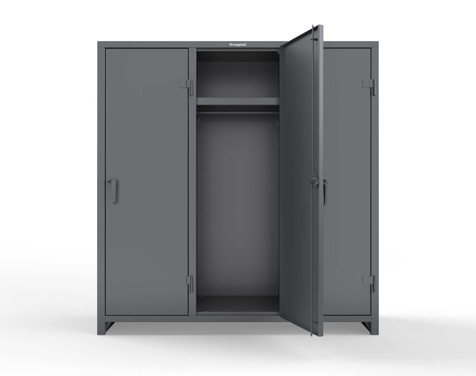 Extra Heavy Duty 14 GA Single-Tier Locker with Shelf and Hanger Rod, 3 Compartments - 72in. W x 24 in. D x 75 in. H - 66-3D-24-1T-L-7024