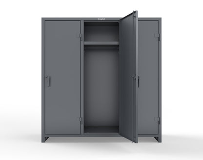 Extra Heavy Duty 14 GA Single-Tier Locker with Shelf and Hanger Rod, 3 Compartments - 72in. W x 24 in. D x 75 in. H - 66-3D-24-1T-L-7024