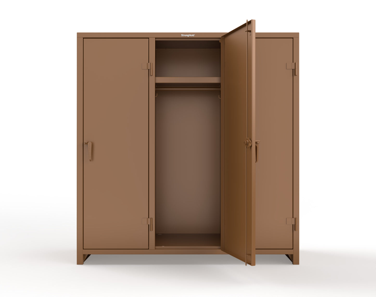 Extra Heavy Duty 14 GA Single-Tier Locker with Shelf and Hanger Rod, 3 Compartments - 72in. W x 24 in. D x 75 in. H - 66-3D-24-1T-L-8025