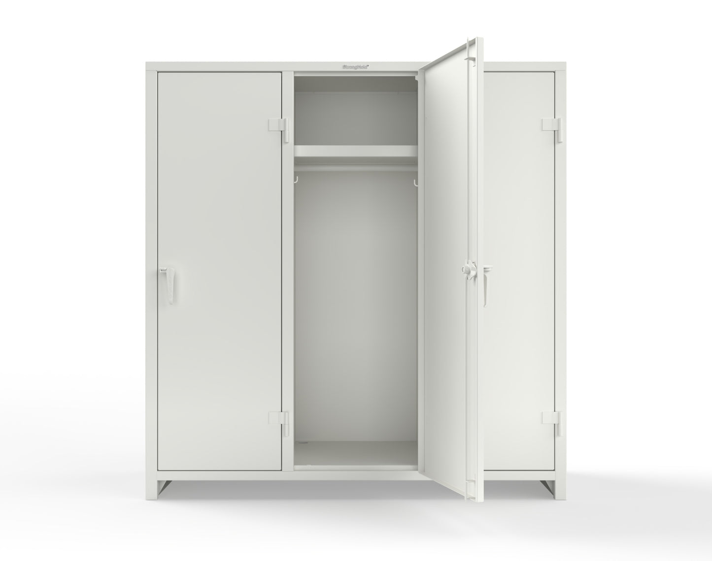 Extra Heavy Duty 14 GA Single-Tier Locker with Shelf and Hanger Rod, 3 Compartments - 72in. W x 24 in. D x 75 in. H - 66-3D-24-1T-L-9003