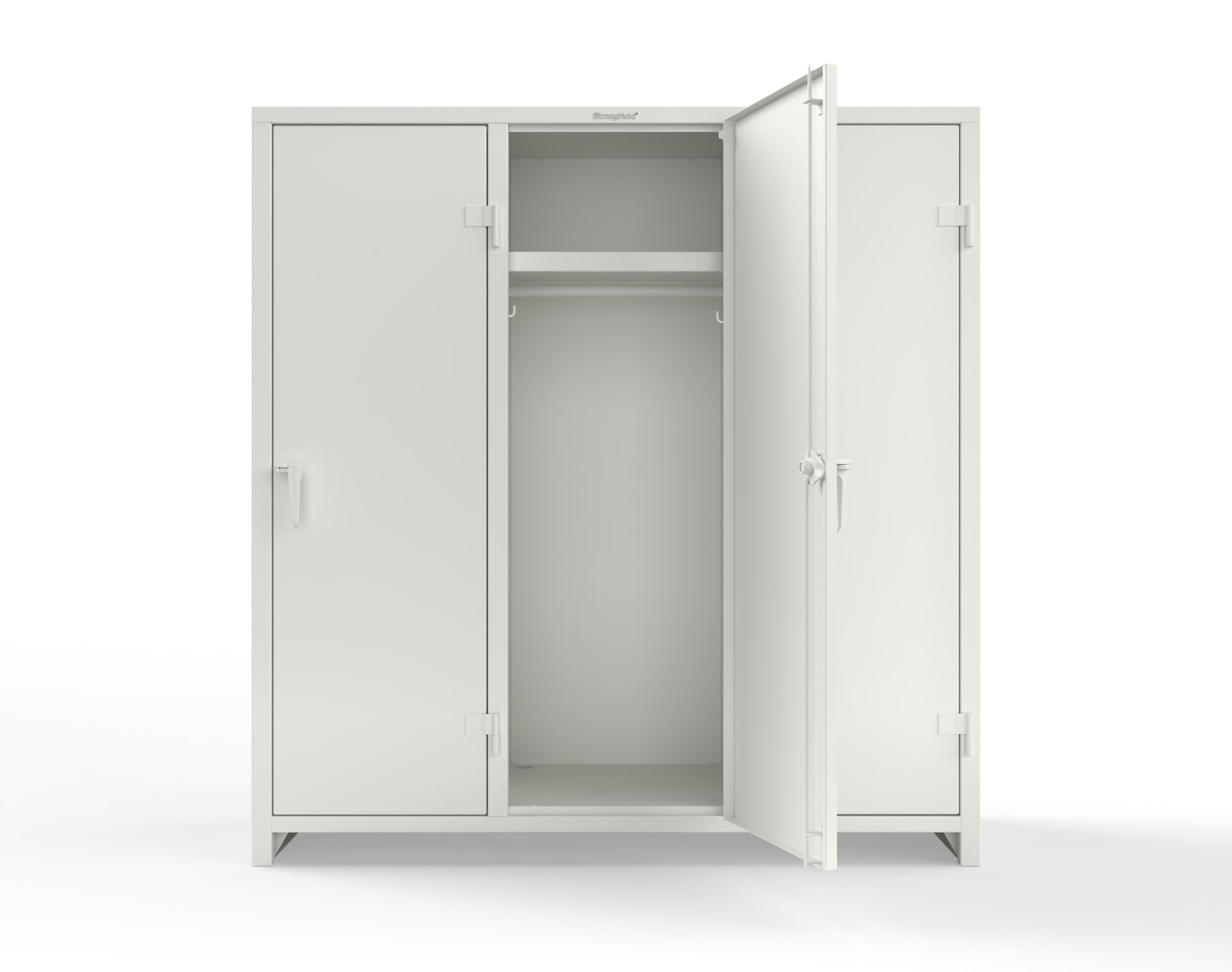 Extra Heavy Duty 14 GA Single-Tier Locker with Shelf and Hanger Rod, 3 Compartments - 72in. W x 24 in. D x 75 in. H - 66-3D-24-1T-L-9003