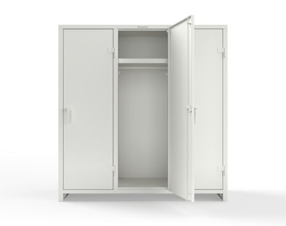 Extra Heavy Duty 14 GA Single-Tier Locker with Shelf and Hanger Rod, 3 Compartments - 72in. W x 24 in. D x 75 in. H - 66-3D-24-1T-L-9003