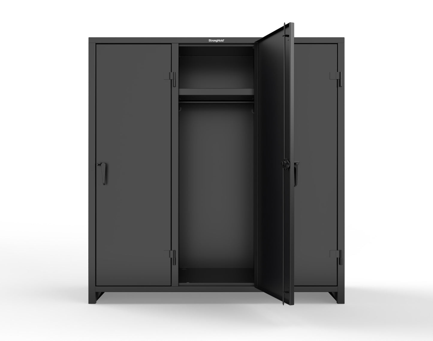 Extra Heavy Duty 14 GA Single-Tier Locker with Shelf and Hanger Rod, 3 Compartments - 72in. W x 24 in. D x 75 in. H - 66-3D-24-1T-L-9005