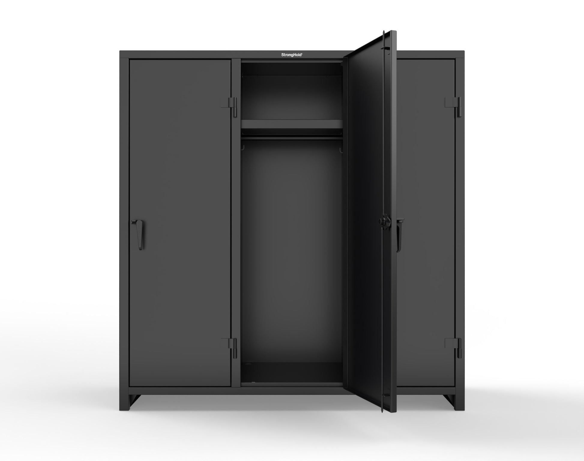 Extra Heavy Duty 14 GA Single-Tier Locker with Shelf and Hanger Rod, 3 Compartments - 72in. W x 24 in. D x 75 in. H - 66-3D-24-1T-L-9005