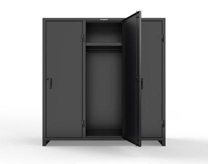 Extra Heavy Duty 14 GA Single-Tier Locker with Shelf and Hanger Rod, 3 Compartments - 72in. W x 24 in. D x 75 in. H - 66-3D-24-1T-L-9005