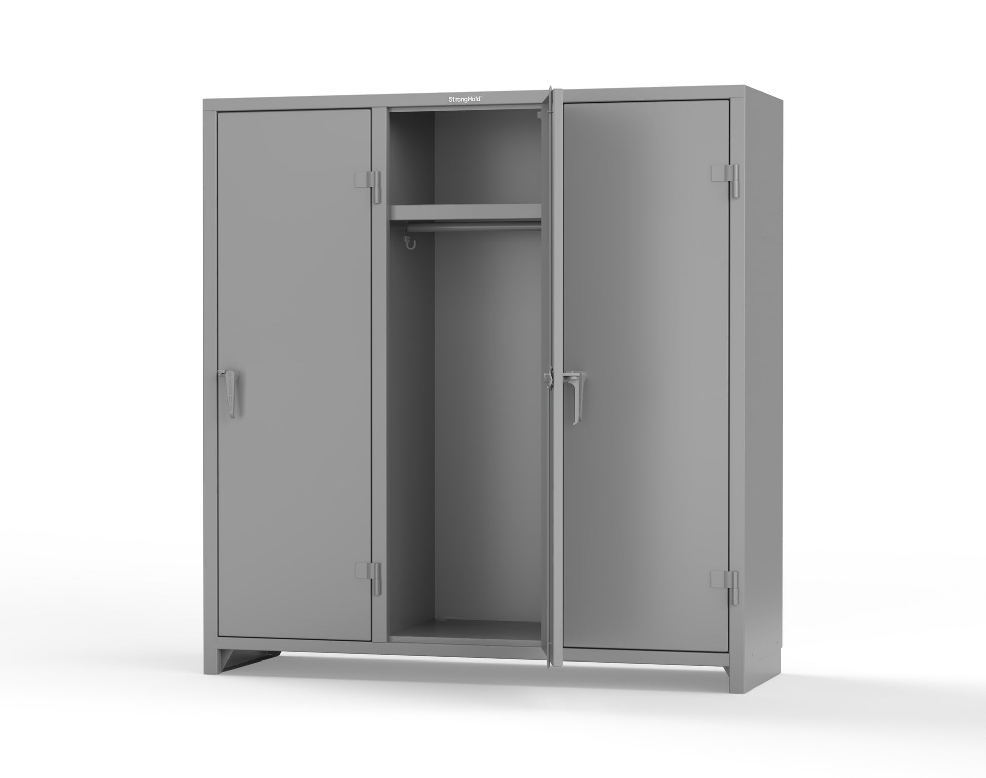 Extra Heavy Duty 14 GA Single-Tier Locker with Shelf and Hanger Rod, 3 Compartments - 72in. W x 24 in. D x 75 in. H - 66-3D-24-1T-L-7037