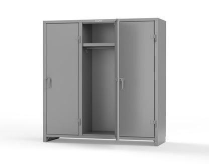 Extra Heavy Duty 14 GA Single-Tier Locker with Shelf and Hanger Rod, 3 Compartments - 72in. W x 24 in. D x 75 in. H - 66-3D-24-1T-L-7037