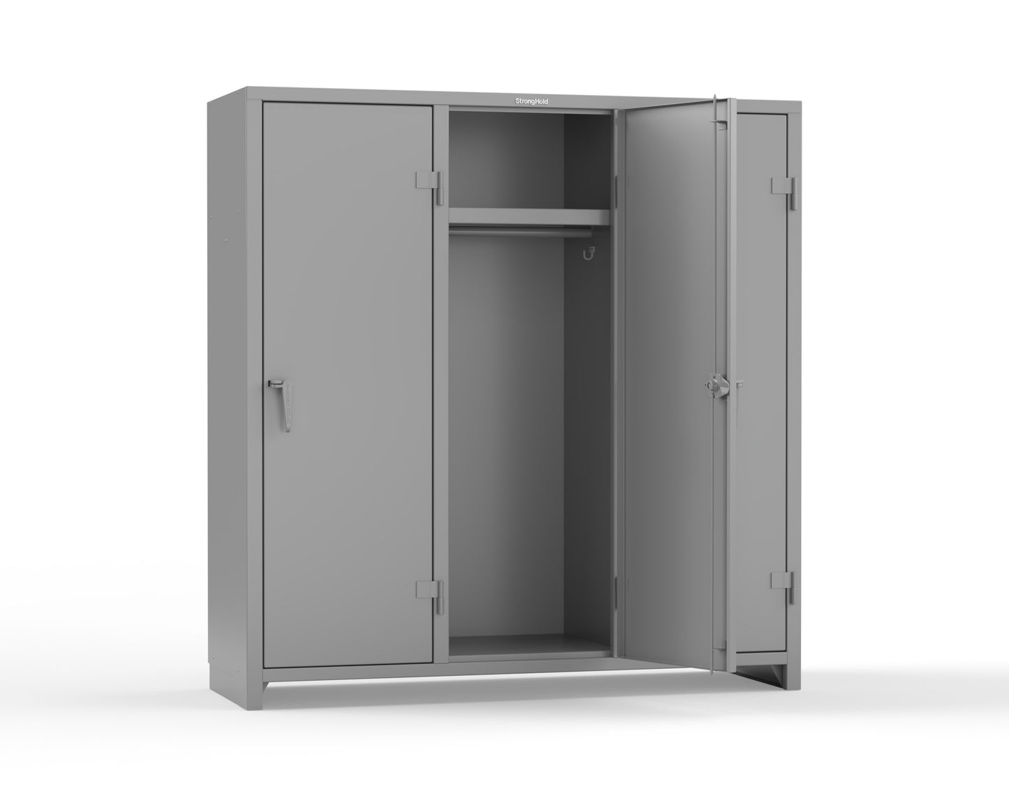 Extra Heavy Duty 14 GA Single-Tier Locker with Shelf and Hanger Rod, 3 Compartments - 72in. W x 24 in. D x 75 in. H - 66-3D-24-1T-L-7037