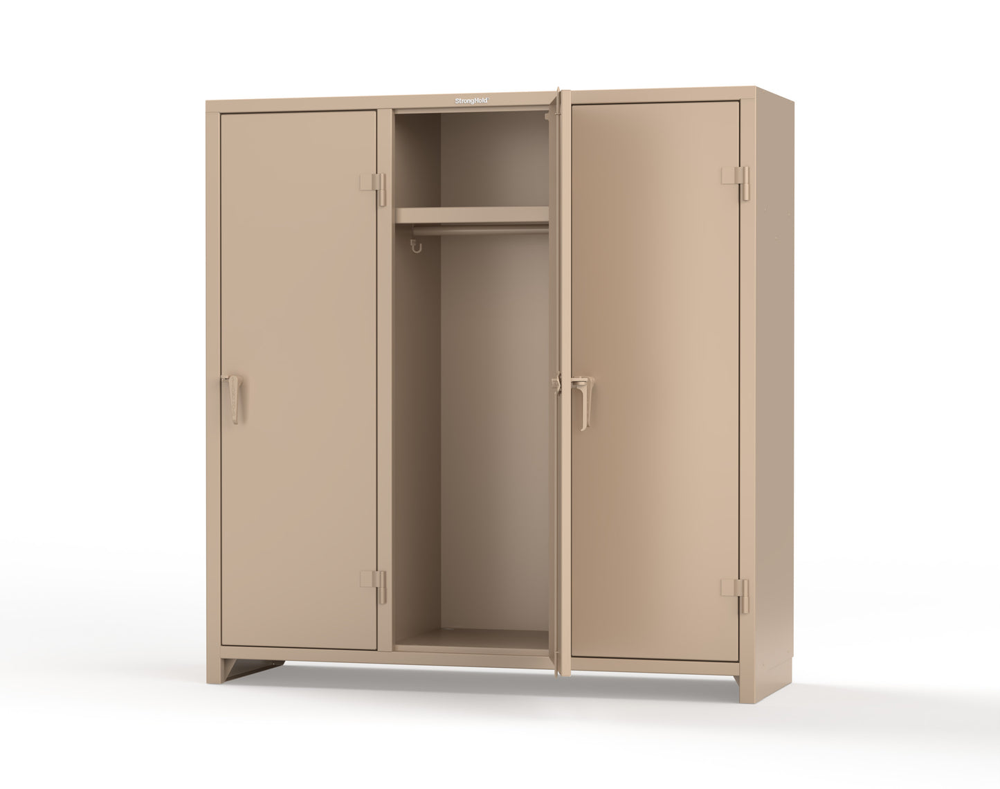 Extra Heavy Duty 14 GA Single-Tier Locker with Shelf and Hanger Rod, 3 Compartments - 72in. W x 24 in. D x 75 in. H - 66-3D-24-1T-L-1019