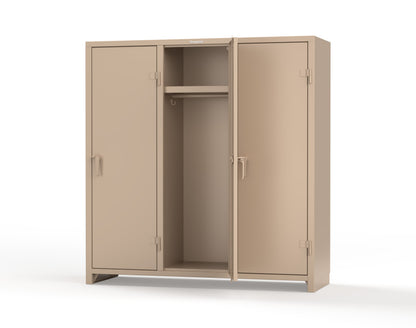 Extra Heavy Duty 14 GA Single-Tier Locker with Shelf and Hanger Rod, 3 Compartments - 72in. W x 24 in. D x 75 in. H - 66-3D-24-1T-L-1019