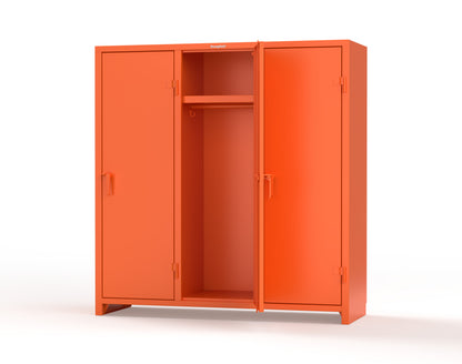 Extra Heavy Duty 14 GA Single-Tier Locker with Shelf and Hanger Rod, 3 Compartments - 72in. W x 24 in. D x 75 in. H - 66-3D-24-1T-L-2004