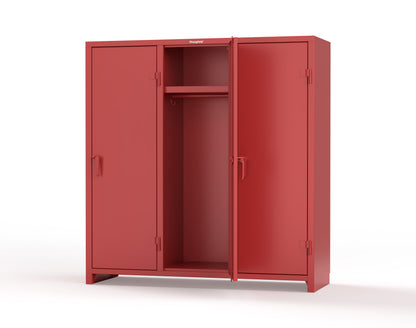 Extra Heavy Duty 14 GA Single-Tier Locker with Shelf and Hanger Rod, 3 Compartments - 72in. W x 24 in. D x 75 in. H - 66-3D-24-1T-L-3001