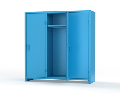 Extra Heavy Duty 14 GA Single-Tier Locker with Shelf and Hanger Rod, 3 Compartments - 72in. W x 24 in. D x 75 in. H - 66-3D-24-1T-L-5012