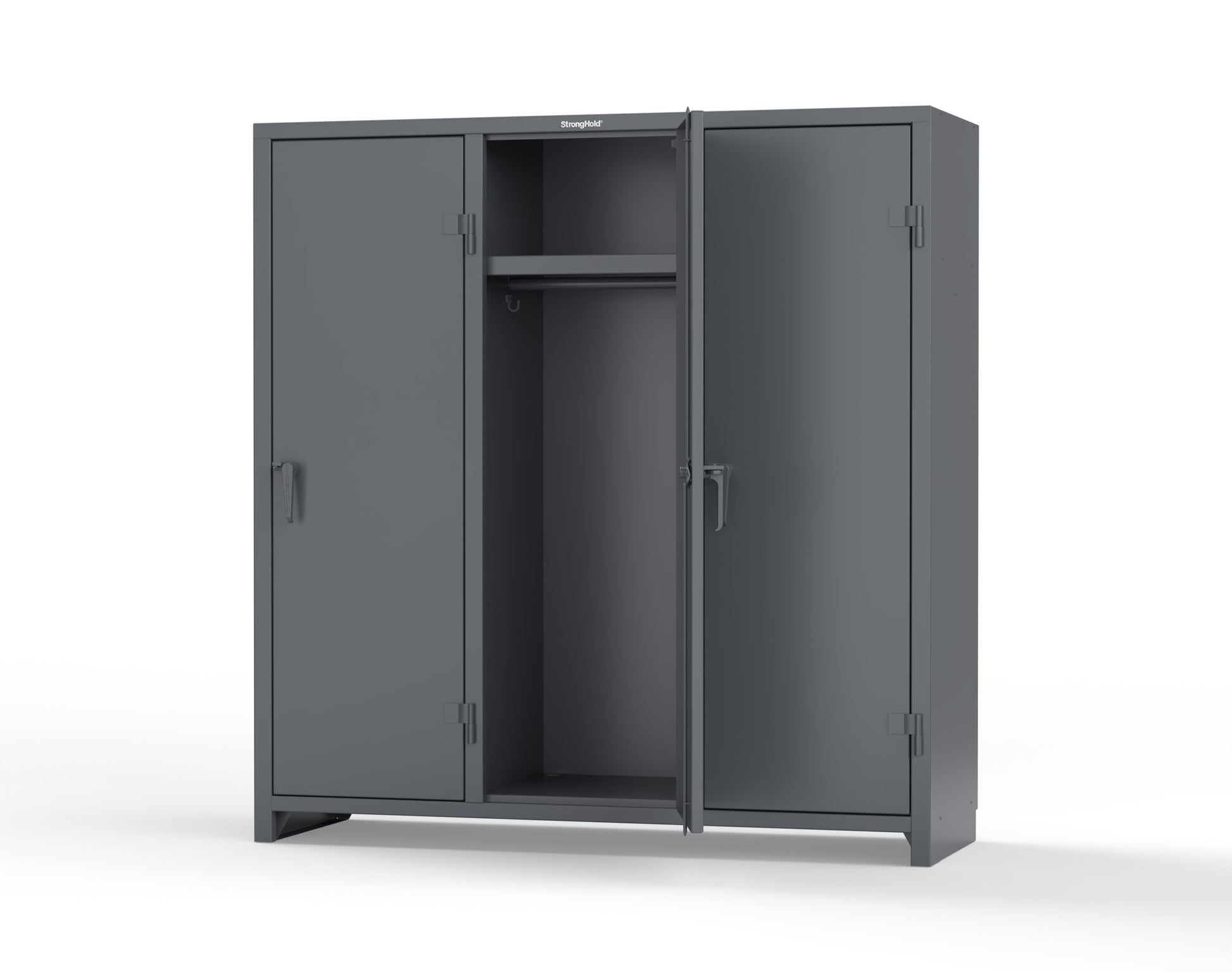Extra Heavy Duty 14 GA Single-Tier Locker with Shelf and Hanger Rod, 3 Compartments - 72in. W x 24 in. D x 75 in. H - 66-3D-24-1T-L-7024