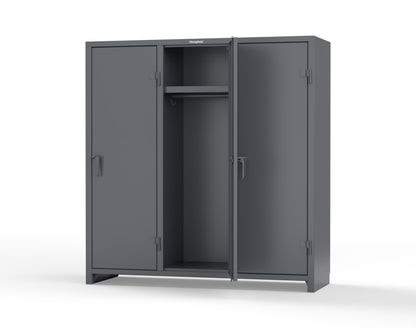 Extra Heavy Duty 14 GA Single-Tier Locker with Shelf and Hanger Rod, 3 Compartments - 72in. W x 24 in. D x 75 in. H - 66-3D-24-1T-L-7024