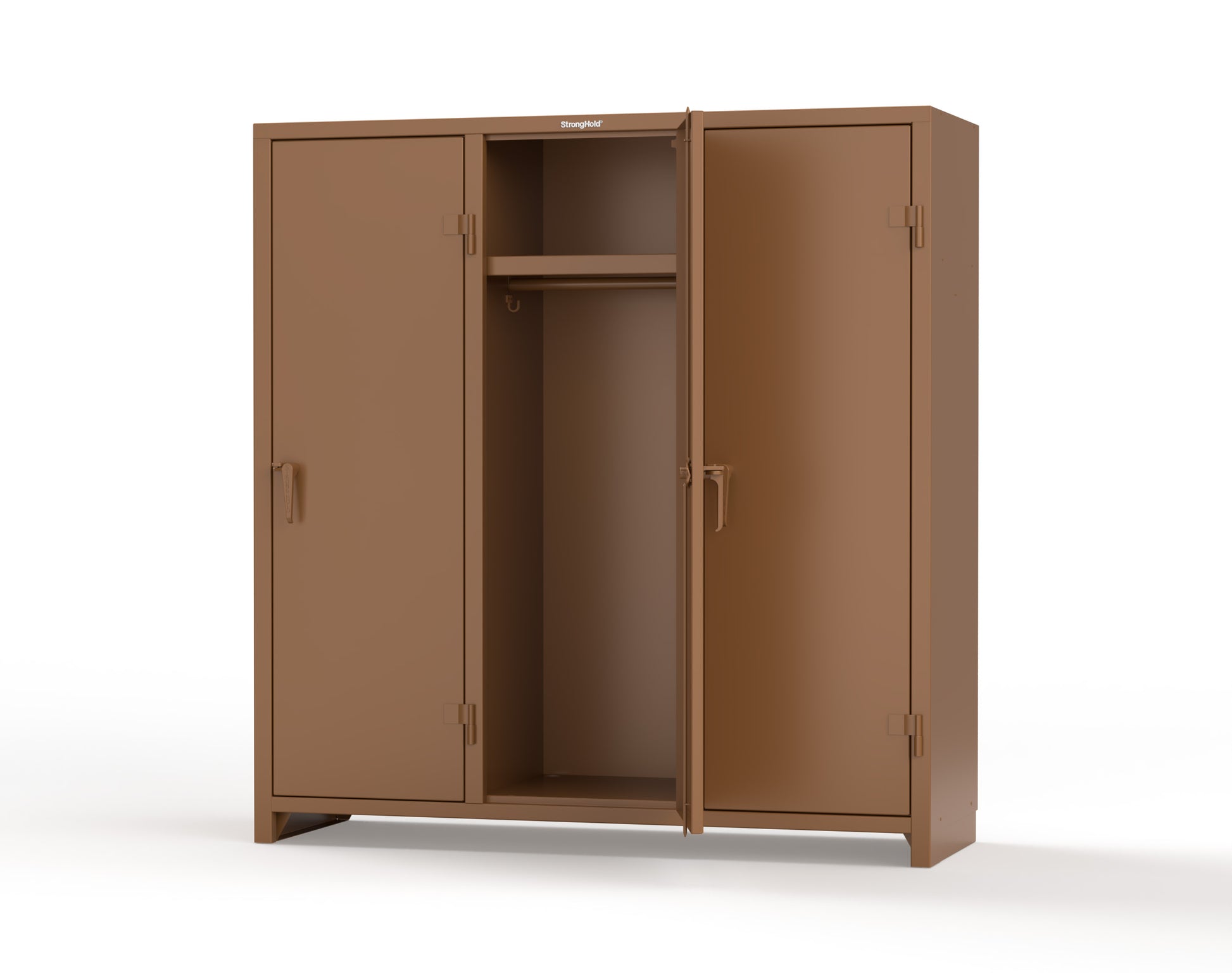 Extra Heavy Duty 14 GA Single-Tier Locker with Shelf and Hanger Rod, 3 Compartments - 72in. W x 24 in. D x 75 in. H - 66-3D-24-1T-L-8025