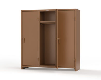 Extra Heavy Duty 14 GA Single-Tier Locker with Shelf and Hanger Rod, 3 Compartments - 72in. W x 24 in. D x 75 in. H - 66-3D-24-1T-L-8025