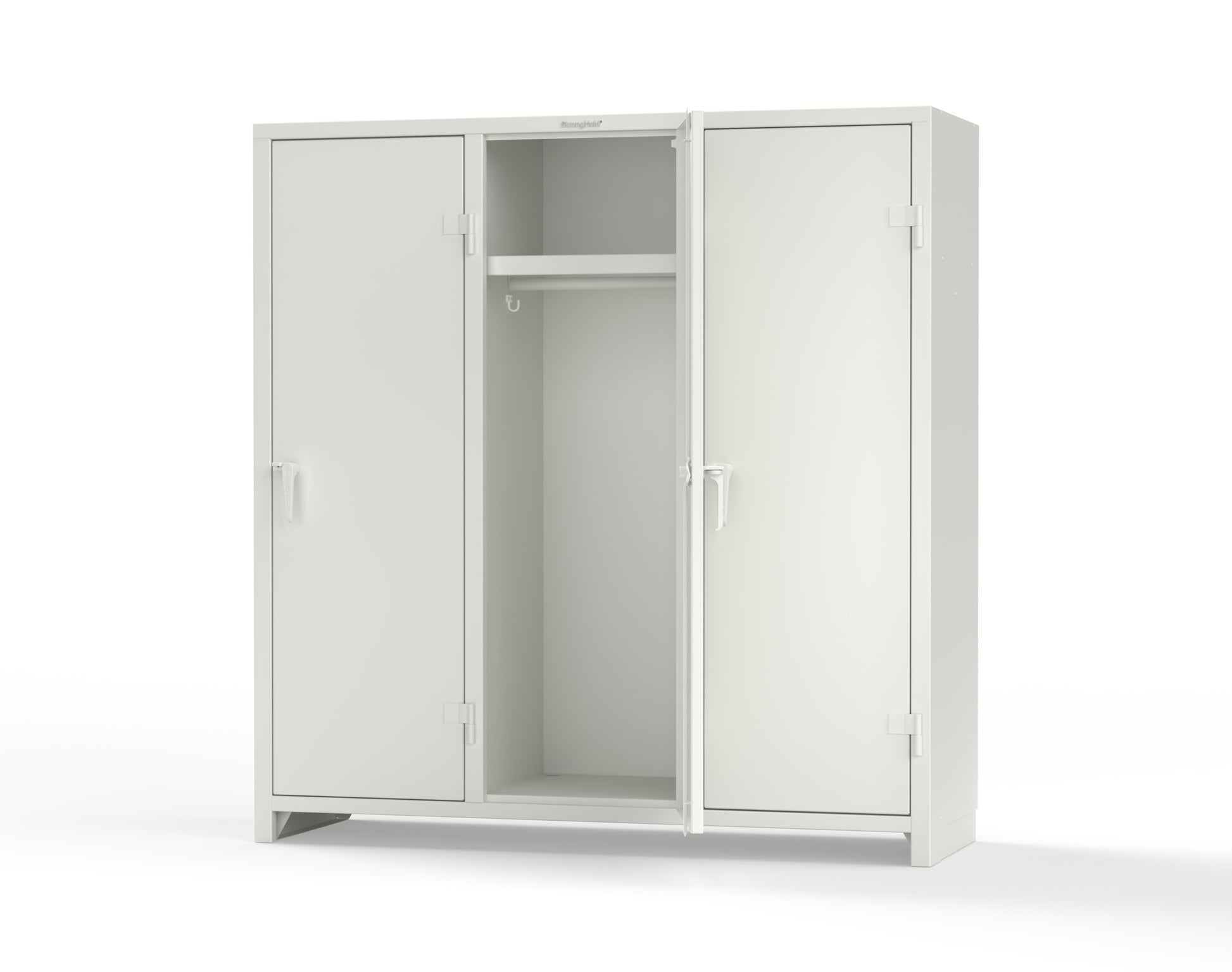 Extra Heavy Duty 14 GA Single-Tier Locker with Shelf and Hanger Rod, 3 Compartments - 72in. W x 24 in. D x 75 in. H - 66-3D-24-1T-L-9003