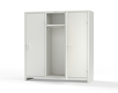 Extra Heavy Duty 14 GA Single-Tier Locker with Shelf and Hanger Rod, 3 Compartments - 72in. W x 24 in. D x 75 in. H - 66-3D-24-1T-L-9003