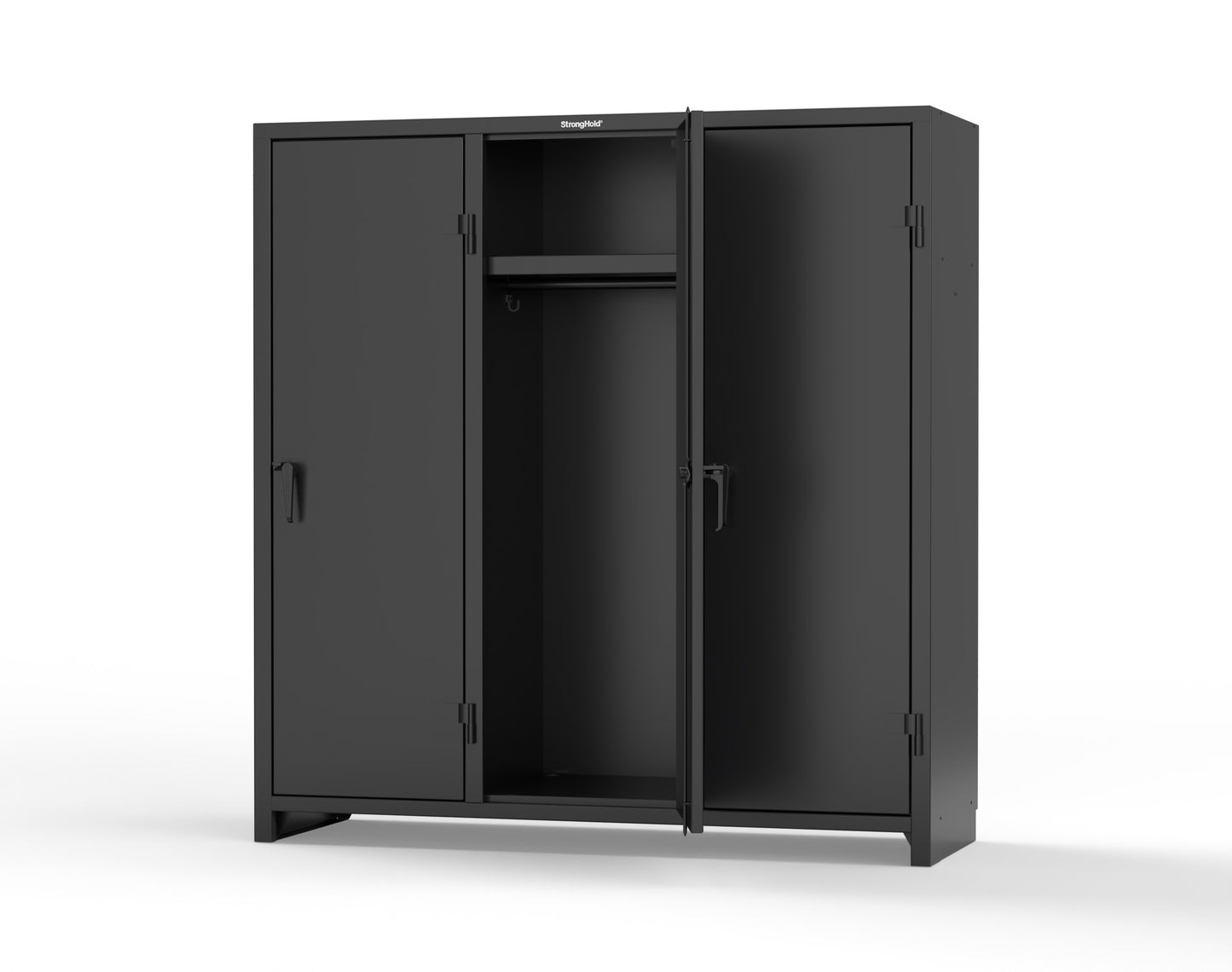 Extra Heavy Duty 14 GA Single-Tier Locker with Shelf and Hanger Rod, 3 Compartments - 72in. W x 24 in. D x 75 in. H - 66-3D-24-1T-L-9005