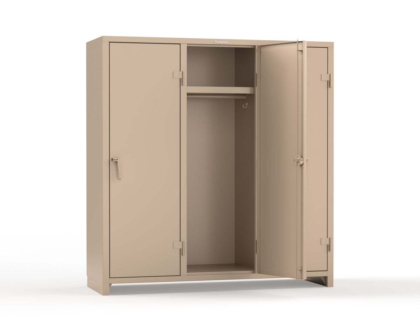 Extra Heavy Duty 14 GA Single-Tier Locker with Shelf and Hanger Rod, 3 Compartments - 72in. W x 24 in. D x 75 in. H - 66-3D-24-1T-L-1019