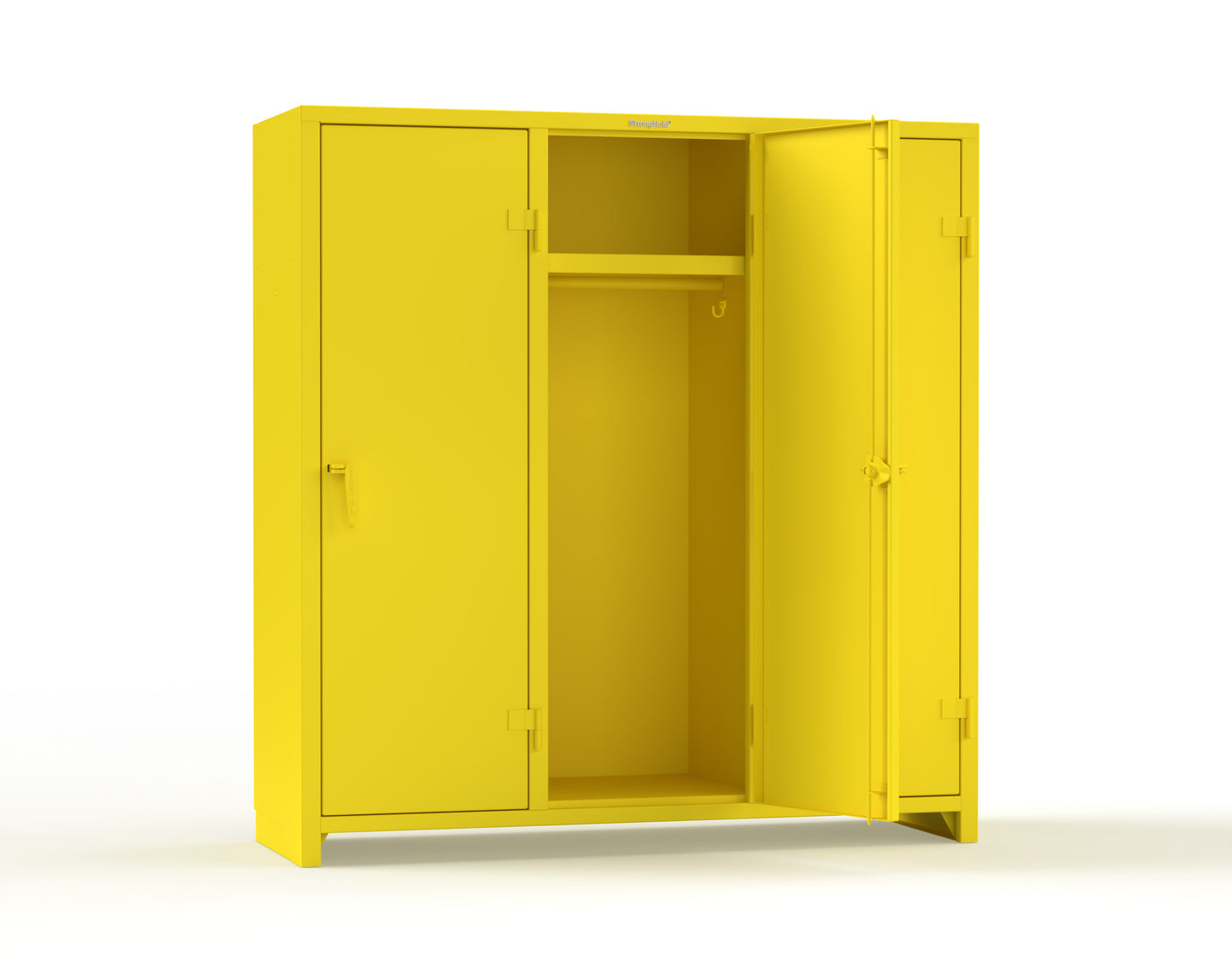 Extra Heavy Duty 14 GA Single-Tier Locker with Shelf and Hanger Rod, 3 Compartments - 72in. W x 24 in. D x 75 in. H - 66-3D-24-1T-L-1023