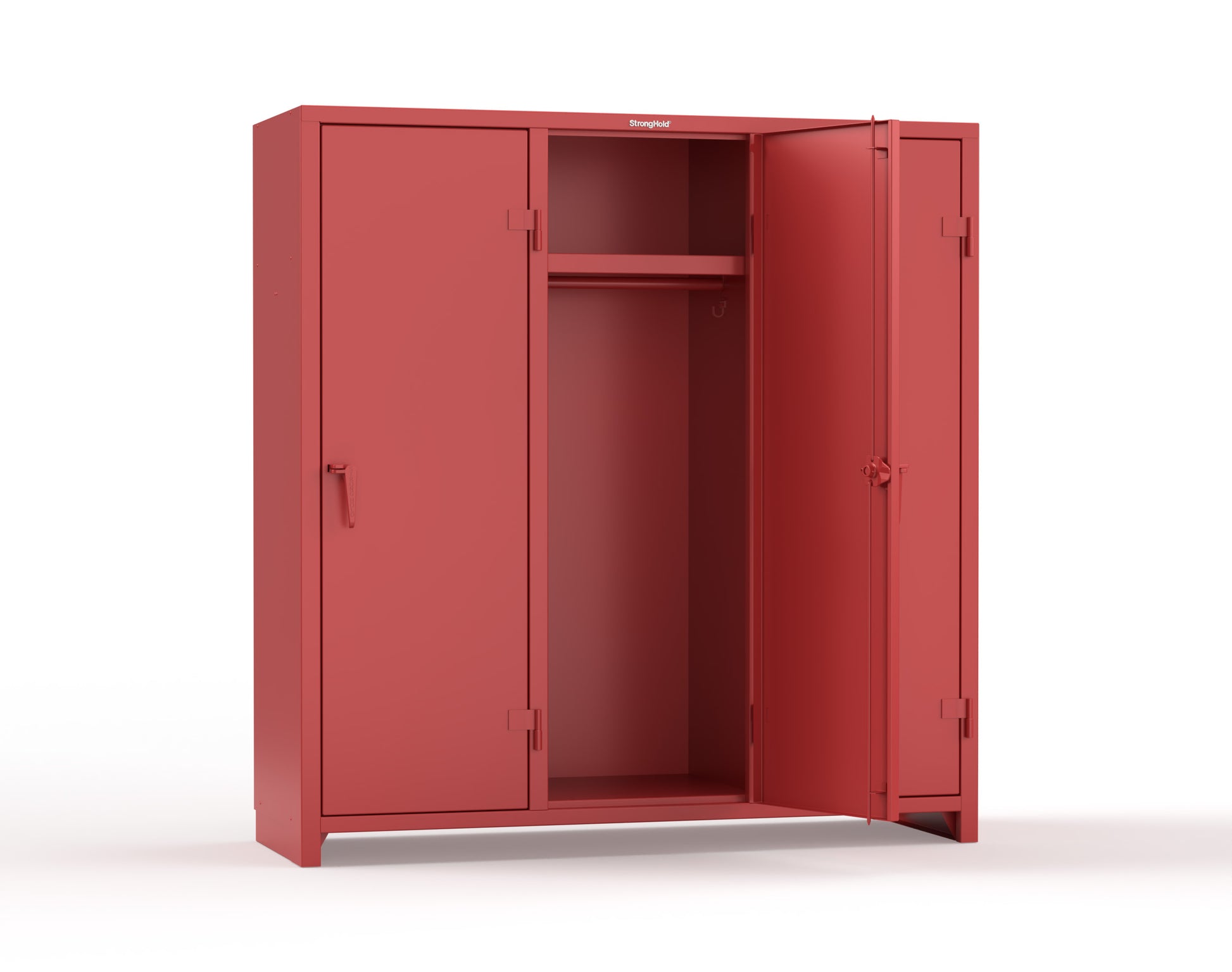 Extra Heavy Duty 14 GA Single-Tier Locker with Shelf and Hanger Rod, 3 Compartments - 72in. W x 24 in. D x 75 in. H - 66-3D-24-1T-L-3001