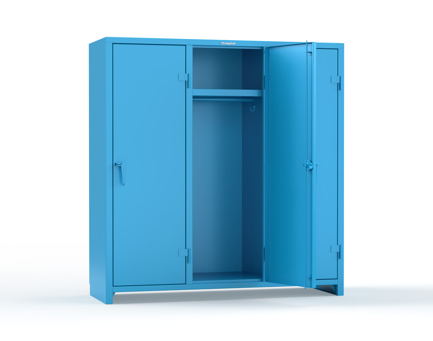 Extra Heavy Duty 14 GA Single-Tier Locker with Shelf and Hanger Rod, 3 Compartments - 72in. W x 24 in. D x 75 in. H - 66-3D-24-1T-L-5012