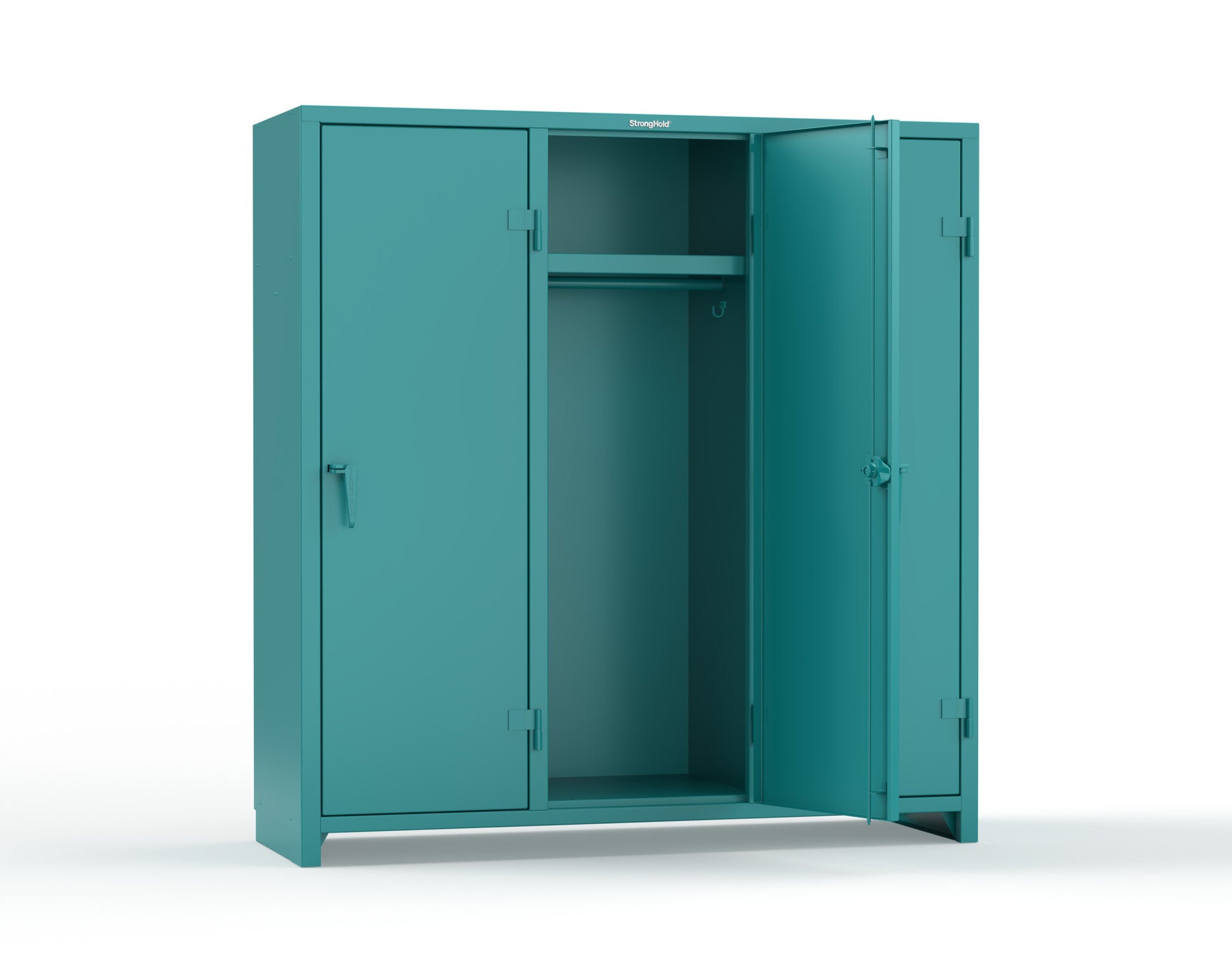 Extra Heavy Duty 14 GA Single-Tier Locker with Shelf and Hanger Rod, 3 Compartments - 72in. W x 24 in. D x 75 in. H - 66-3D-24-1T-L-5021
