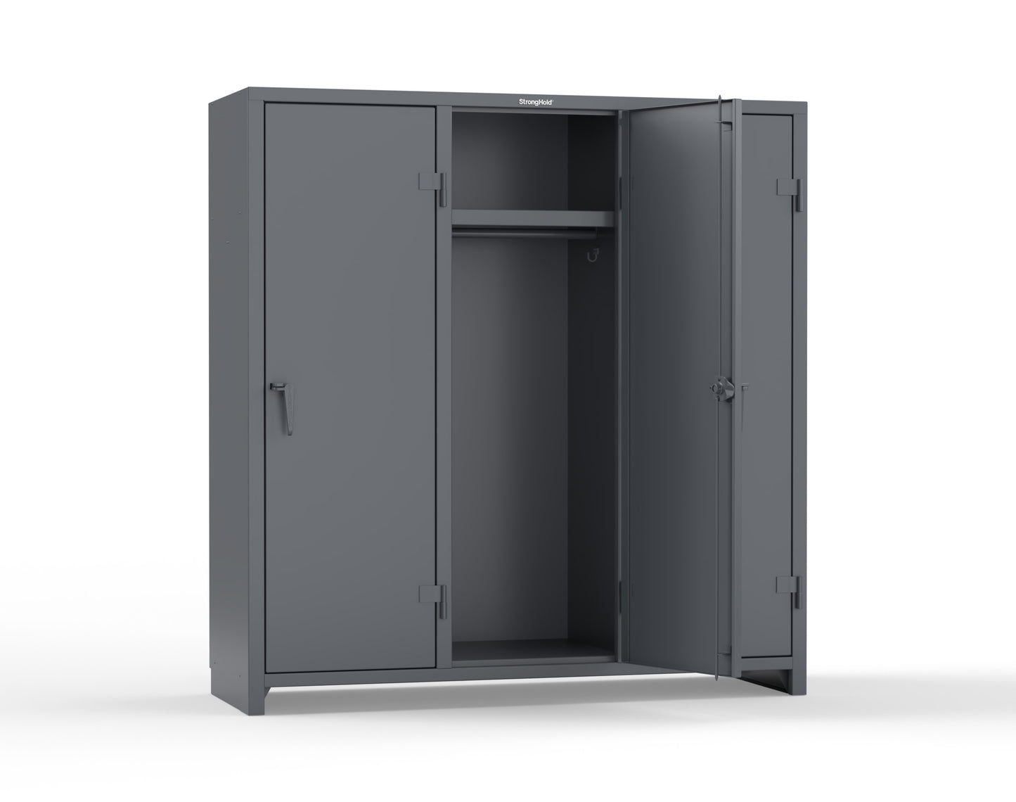 Extra Heavy Duty 14 GA Single-Tier Locker with Shelf and Hanger Rod, 3 Compartments - 72in. W x 24 in. D x 75 in. H - 66-3D-24-1T-L-7024