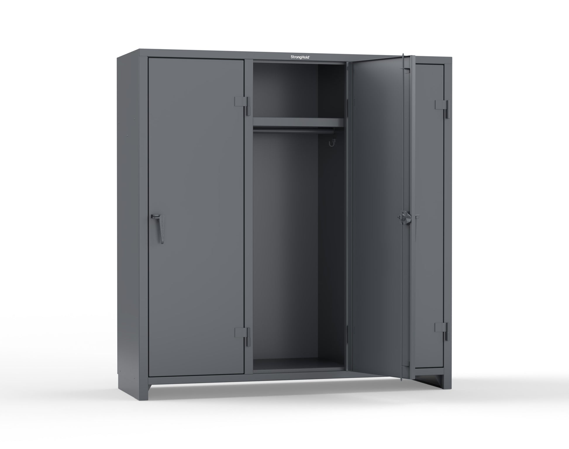 Extra Heavy Duty 14 GA Single-Tier Locker with Shelf and Hanger Rod, 3 Compartments - 72in. W x 24 in. D x 75 in. H - 66-3D-24-1T-L-7024