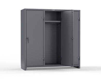 Extra Heavy Duty 14 GA Single-Tier Locker with Shelf and Hanger Rod, 3 Compartments - 72in. W x 24 in. D x 75 in. H - 66-3D-24-1T-L-7024