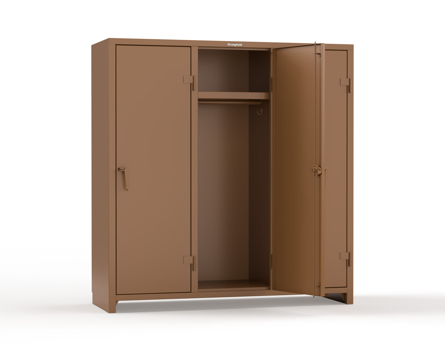 Extra Heavy Duty 14 GA Single-Tier Locker with Shelf and Hanger Rod, 3 Compartments - 72in. W x 24 in. D x 75 in. H - 66-3D-24-1T-L-8025