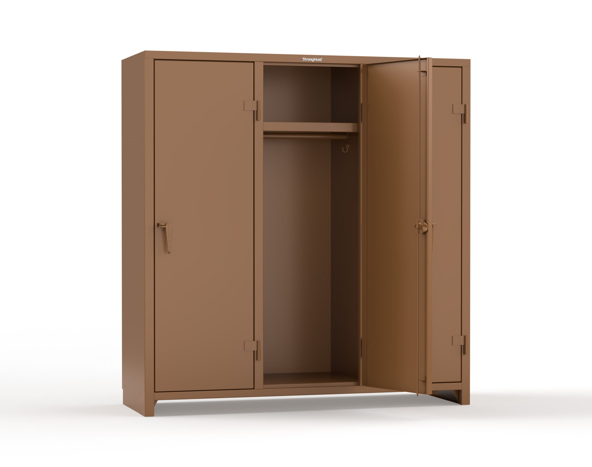 Extra Heavy Duty 14 GA Single-Tier Locker with Shelf and Hanger Rod, 3 Compartments - 72in. W x 24 in. D x 75 in. H - 66-3D-24-1T-L-8025
