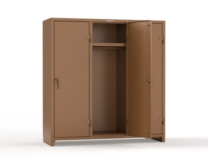 Extra Heavy Duty 14 GA Single-Tier Locker with Shelf and Hanger Rod, 3 Compartments - 72in. W x 24 in. D x 75 in. H - 66-3D-24-1T-L-8025
