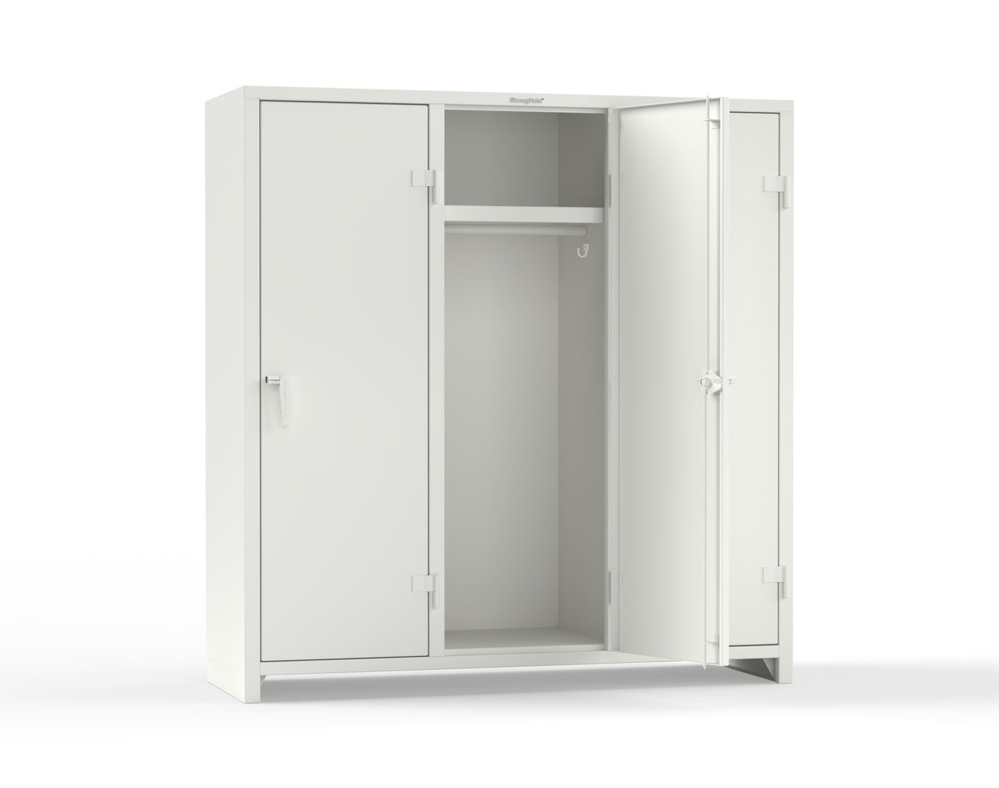 Extra Heavy Duty 14 GA Single-Tier Locker with Shelf and Hanger Rod, 3 Compartments - 72in. W x 24 in. D x 75 in. H - 66-3D-24-1T-L-9003