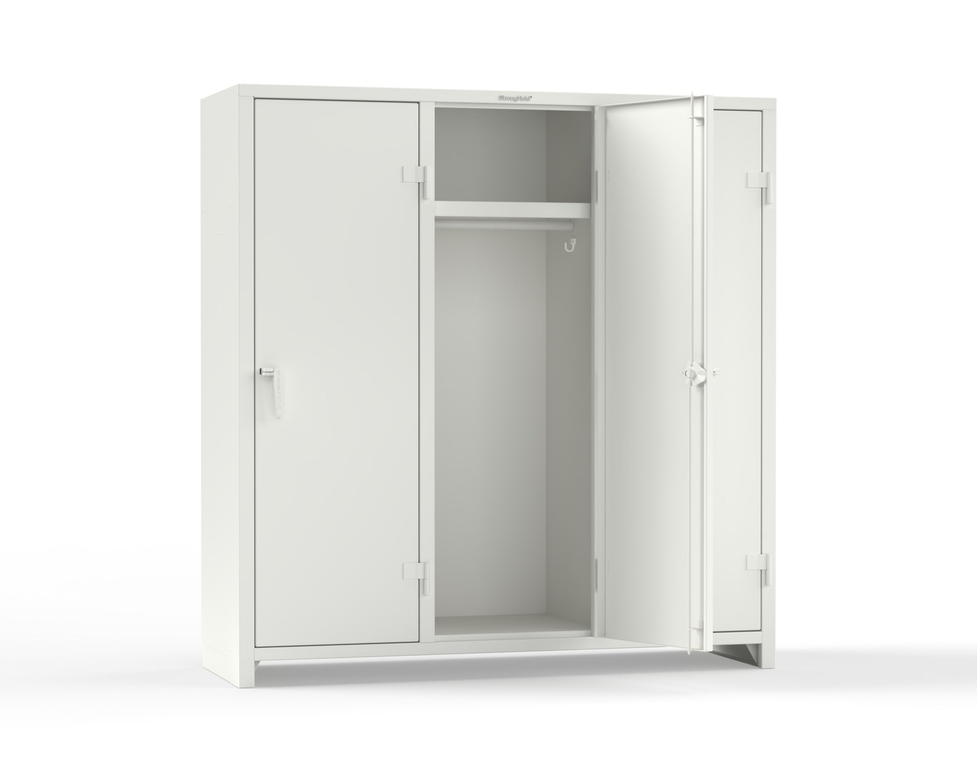 Extra Heavy Duty 14 GA Single-Tier Locker with Shelf and Hanger Rod, 3 Compartments - 72in. W x 24 in. D x 75 in. H - 66-3D-24-1T-L-9003