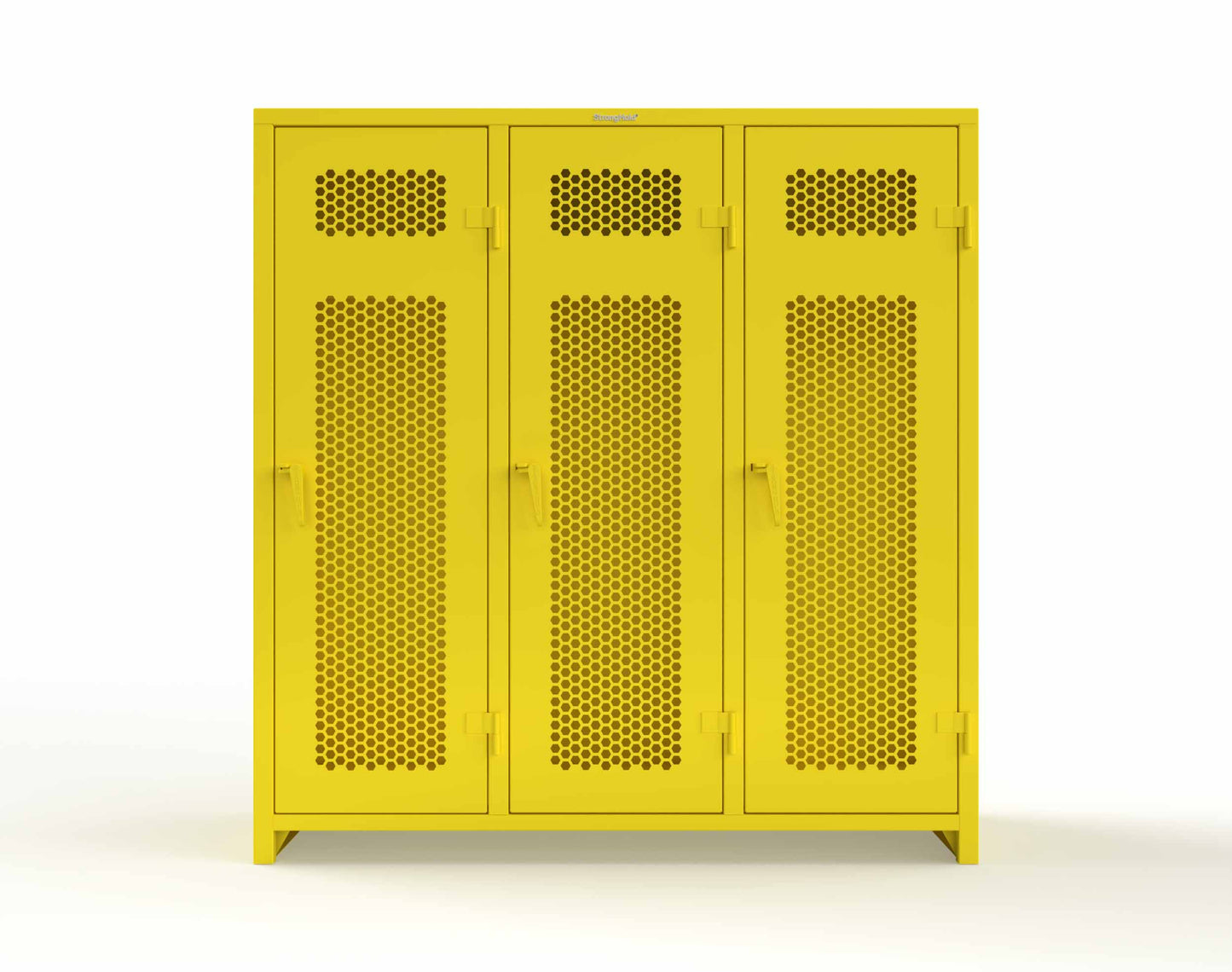Extra Heavy Duty 14 GA Ventilated Single-Tier Locker with Shelf and Hanger Rod, 3 Compartments - 72 in. W x 24 in. D x 75 in. H - 66-3H-24-1T-L-1023