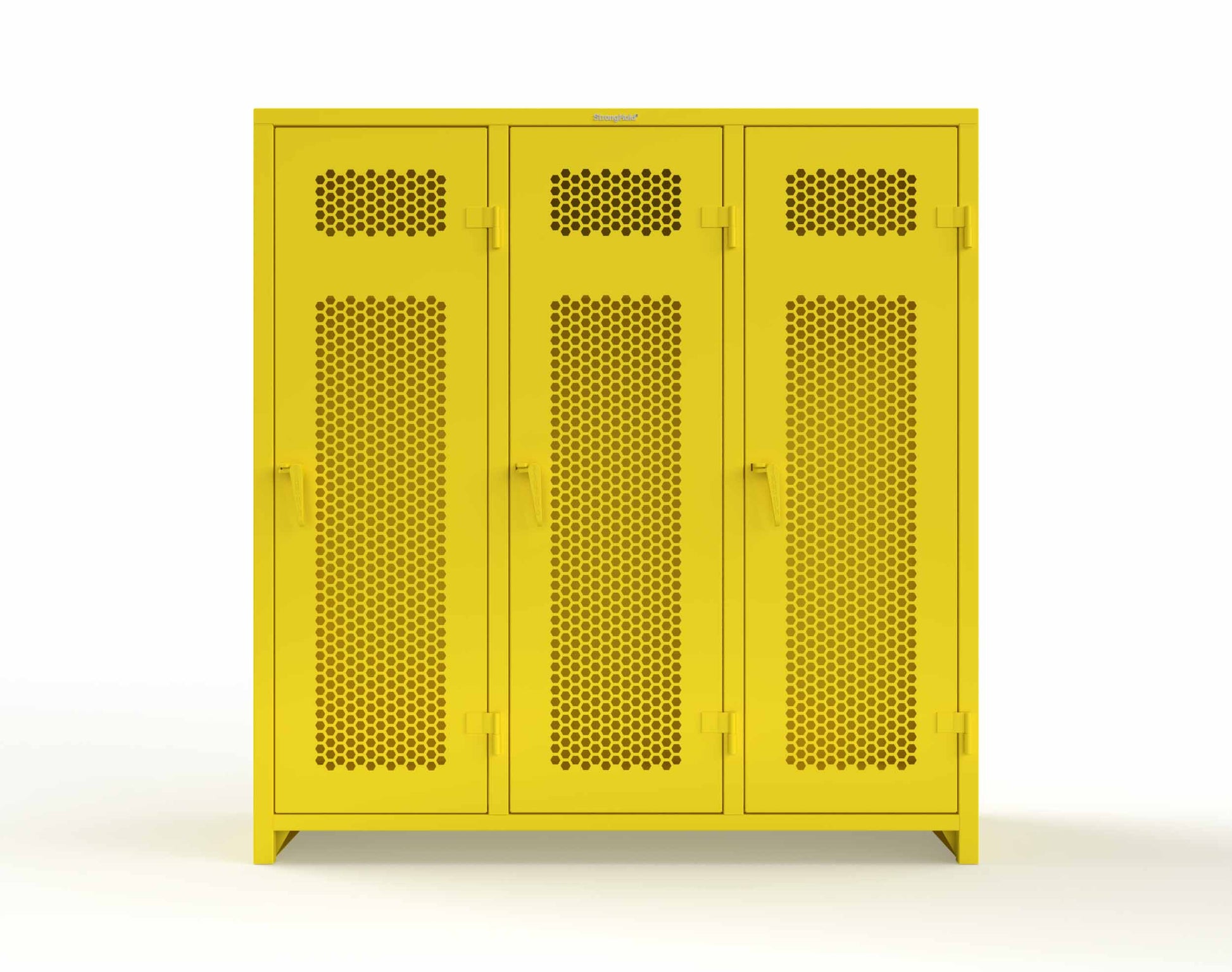 Extra Heavy Duty 14 GA Ventilated Single-Tier Locker with Shelf and Hanger Rod, 3 Compartments - 72 in. W x 24 in. D x 75 in. H - 66-3H-24-1T-L-1023