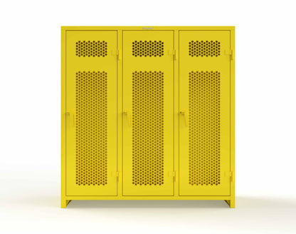 Extra Heavy Duty 14 GA Ventilated Single-Tier Locker with Shelf and Hanger Rod, 3 Compartments - 72 in. W x 24 in. D x 75 in. H - 66-3H-24-1T-L-1023